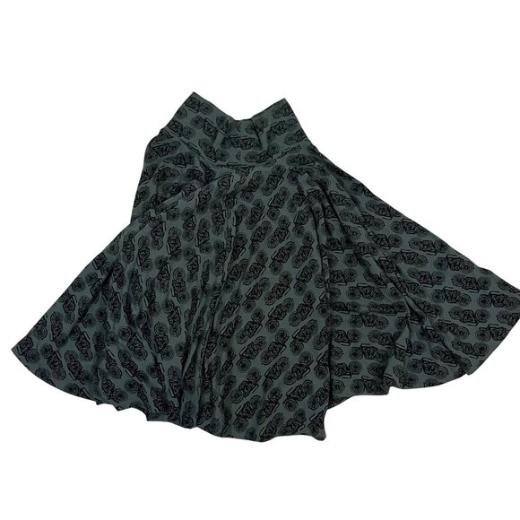 Effie's Heart skirt women's M gray bicycle print flowy A line pull on skirt stre - Picture 5 of 6